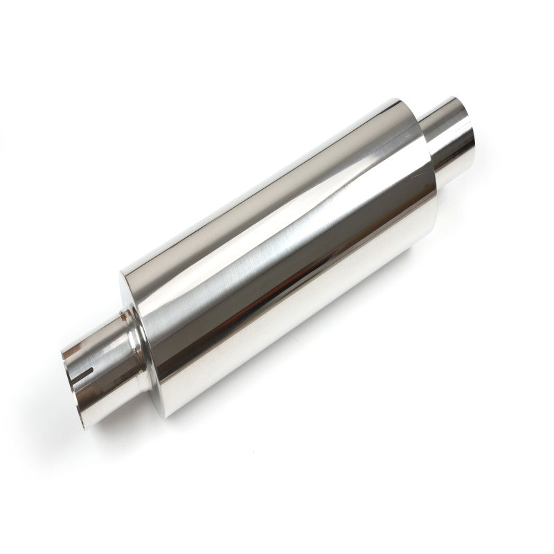 Universal Stainless Steel Polished Exhaust Muffler – 64mm Inlet/Outlet, Mirror Finish