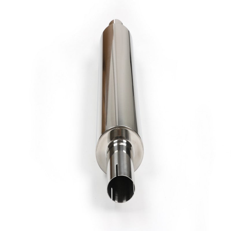 Universal Stainless Steel Polished Exhaust Muffler – 64mm Inlet/Outlet, Mirror Finish