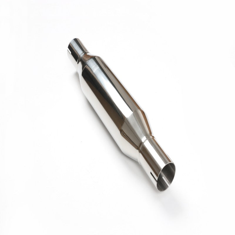 Stainless Steel Shuttle-Shaped Muffler – 2" Inlet & Outlet, Mirror Polished