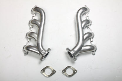 2.25" Outlet Multi-Fit LS Swap Exhaust Manifolds Silver Ceramic Finish
