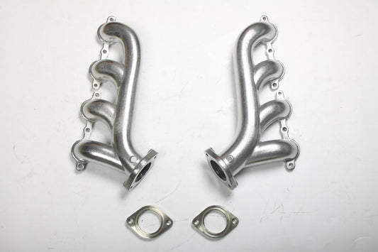 2.25" Outlet Multi-Fit LS Swap Exhaust Manifolds Silver Ceramic Finish
