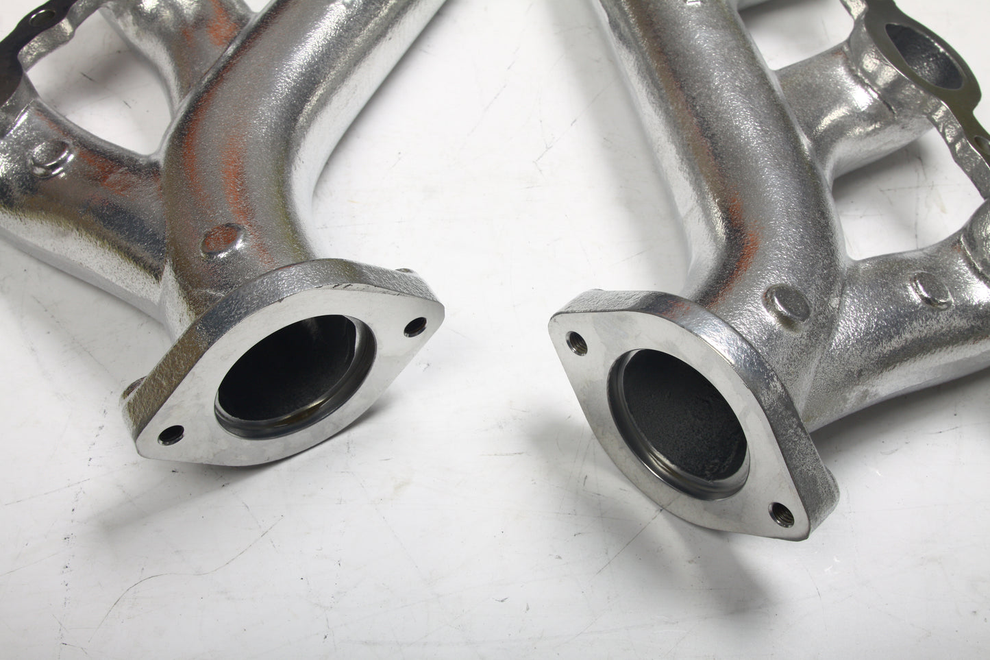 2.25" Outlet Multi-Fit LS Swap Exhaust Manifolds Silver Ceramic Finish