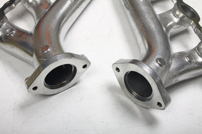 2.25" Outlet Multi-Fit LS Swap Exhaust Manifolds Silver Ceramic Finish