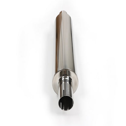Universal Stainless Steel Polished Exhaust Muffler – 64mm Inlet/Outlet, Mirror Finish