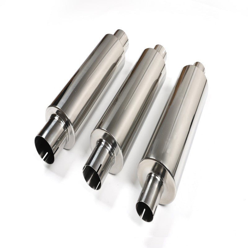 3" Stainless Steel Exhaust Muffler – Mirror Polished 535mm Length, Fiberglass Filled