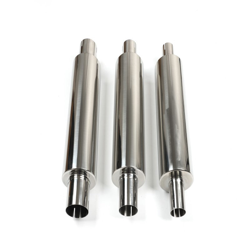 3" Stainless Steel Exhaust Muffler – Mirror Polished 535mm Length, Fiberglass Filled