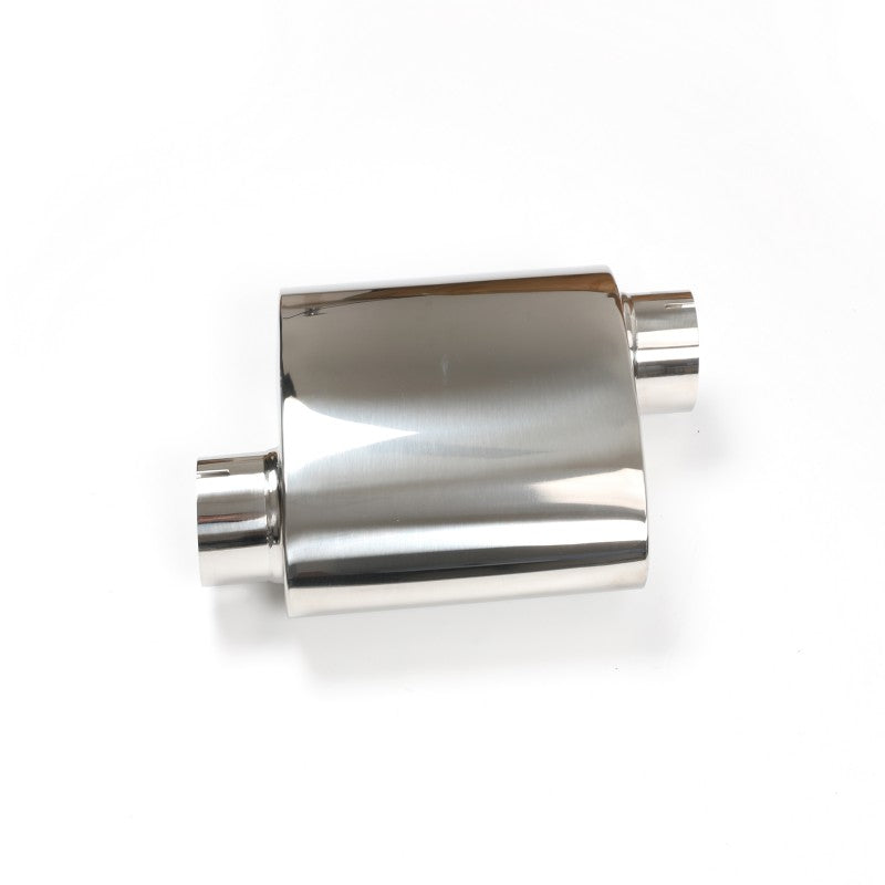 Mirror Polished Universal Catalytic Converter Muffler – 64mm Inlet & Outlet, Silver