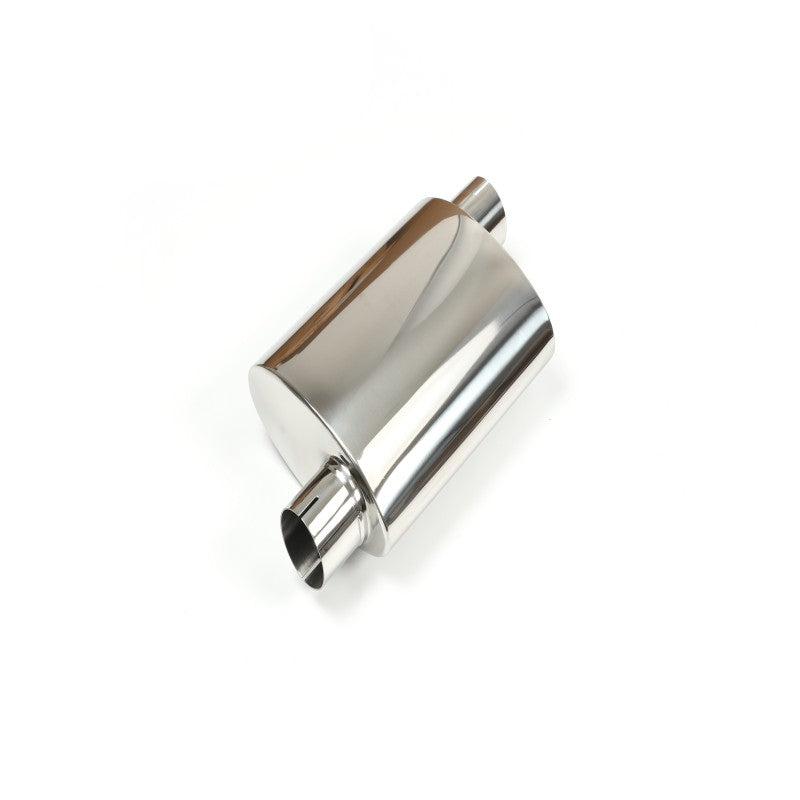 Mirror Polished Universal Catalytic Converter Muffler – 64mm Inlet & Outlet, Silver