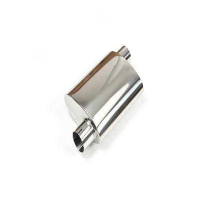 Mirror Polished Universal Catalytic Converter Muffler – 64mm Inlet & Outlet, Silver