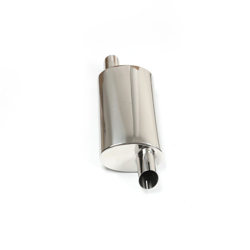 Mirror Polished Universal Catalytic Converter Muffler – 64mm Inlet & Outlet, Silver
