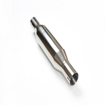 Stainless Steel Shuttle-Shaped Muffler – 2" Inlet & Outlet, Mirror Polished