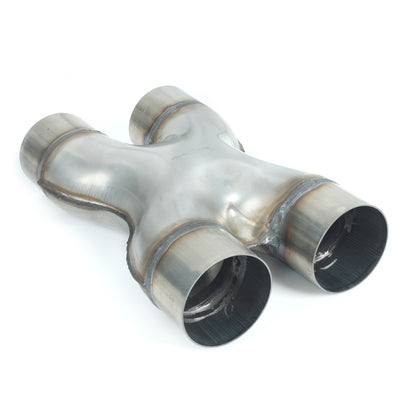 12" Long X Pipe 3" Dual Inlet/Outlet Polished Exhaust X Pipe 304 Stainless Steel